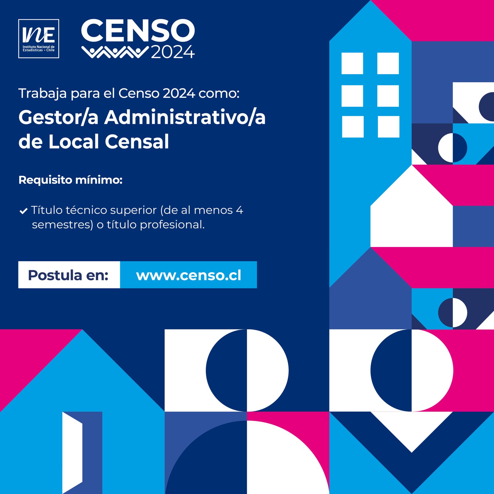 Censo 2024 abre postulaciones al cargo de Gestor/a Administrativo/a de