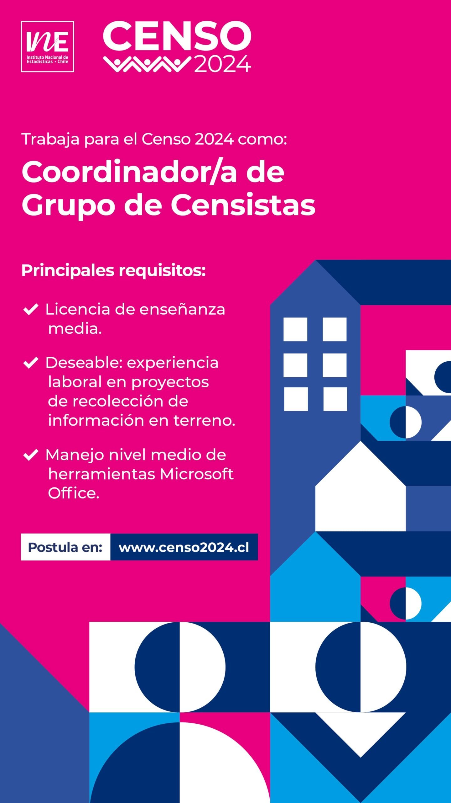 Censo 2024 abre postulaciones al cargo de Coordinador/a de Grupo de