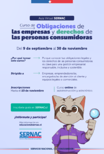 SERNAC INVITA A TRABAJADORES DE EMPRESAS DE BIENES Y SERVICIOS A SU CURSO GRATUITO ONLINE